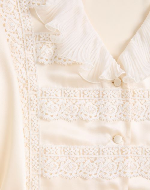 Valentino - Crepe Satin Shirt - Gardenia - Woman - Shirts & Tops