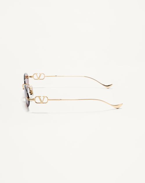 Valentino - Geometrische Metallbrillen - Gold/braun - Frau - Sonnenbrillen