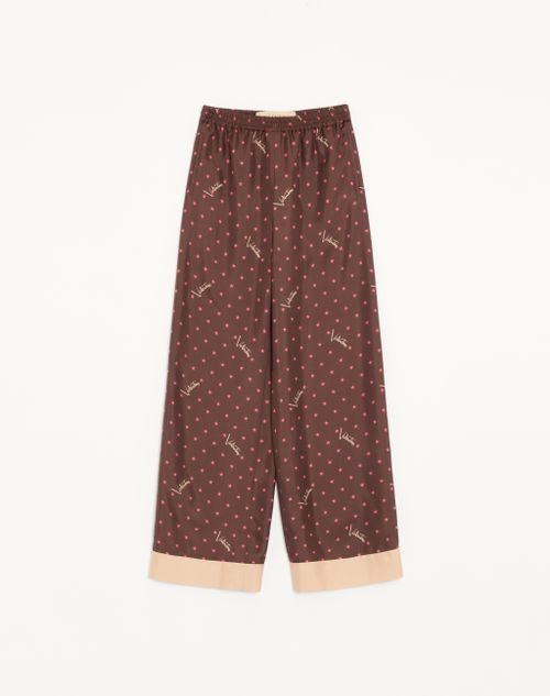 Valentino - Pantaloni In Twill Stelline Starry - Chocolate/beige - Donna - Pantaloni E Shorts