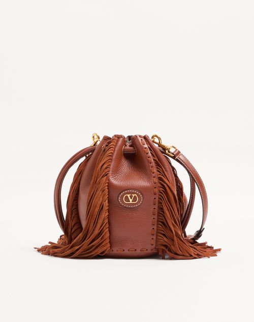 Valentino Garavani - Sac Seau En Cuir Valentino Garavani Nellcôte Petit Modèle - Caramel Foncé - Femme - Sacs Porté Épaule