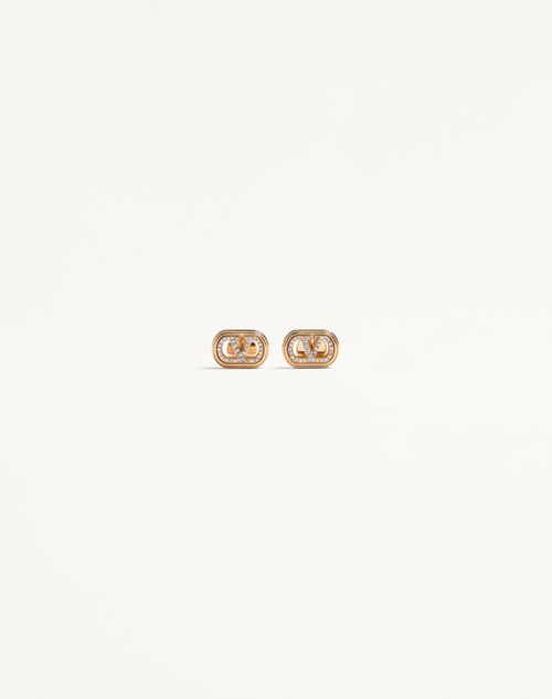 Valentino Garavani Ovalette Earrings In Metal And Swarovski Crystals Woman Gold/crystal Onesize