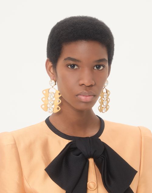 Valentino Garavani - Pages Earrings In Metal And Crystal - Gold/crystal - Woman - Fashion Jewelry