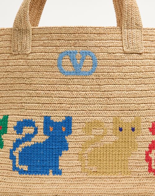 Valentino Garavani - Grand Cabas Valentino Garavani Raffiachat En Raphia - Naturel - Femme - Cabas