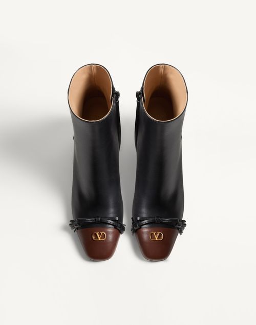 Valentino Garavani - Valet Du Roi Kidskin Leather Ankle Boot 60mm - Black/coffe - Woman - Boots