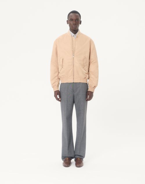 Valentino - Valentino Cotton Poplin Shirt With Striped Vlogo Embroidery - Ivory/green - Man - Shirts