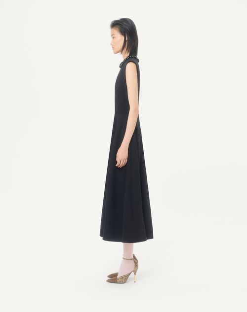 Valentino - Valentino Midi Dress In Embroidered Crepe Couture - Black/silver - Woman - Dresses