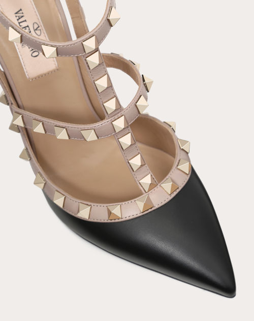 Valentino Garavani - Rockstud Ankle Strap Pump 100 Mm - Black/poudre - Woman - Pumps