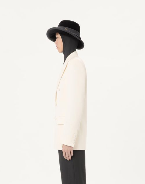 Valentino - Valentino Double-breasted Jacket In Wool Grisaille - Latte - Man - Coats And Blazers