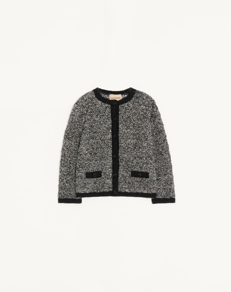 Valentino Women's Black/Ivory Linen And Lurex Knitted Jacket Woman Xs
