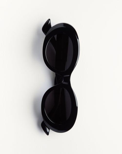 Valentino - Oval Acetate Eyewear - Black/grey - Woman - Eyewear