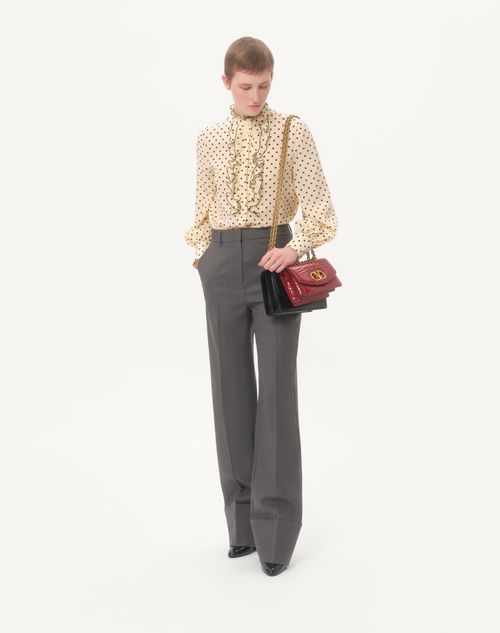 Valentino - Crepe De Chine Shirt With Plusdepois Print - Birch/black - Woman - Shirts & Tops
