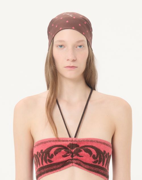 Valentino - Top In Tessuto Spugna - Chocolate/corallo - Donna - Camicie E Top