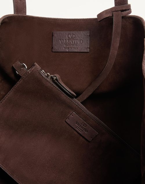 Valentino Garavani - Valentino Garavani Nellcôte Suede Shopping Bag - Testa Di Moro - Man - Totes