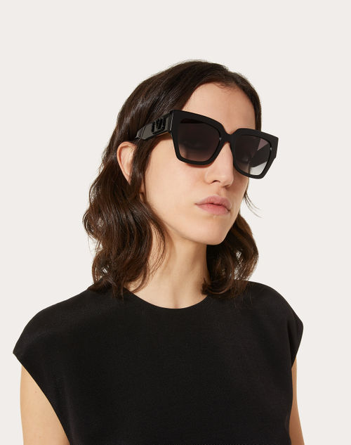 Valentino - ローマンスタッズ スクウェアアセテート フレーム - ブラック/グレー - ウィメンズ - アイウェア