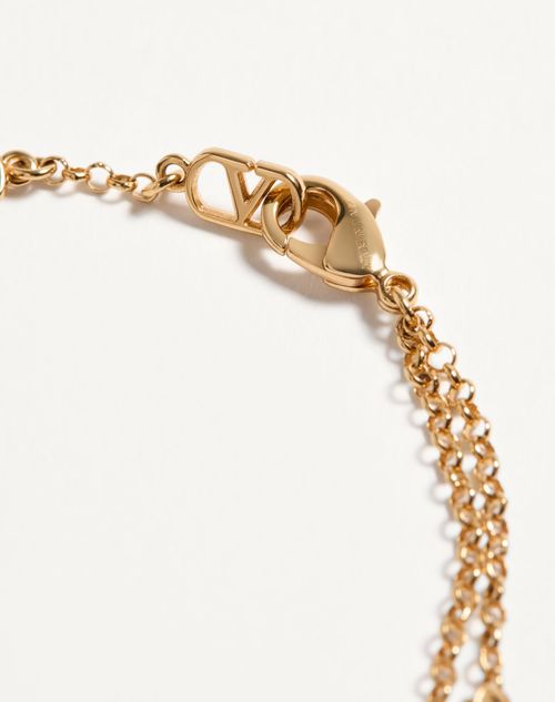 Valentino Garavani - Vlogo Signature Metal, Pearl And Knurled Glass Bracelet - Gold - Woman - Jewelry