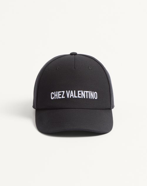 Valentino Garavani - Baseball Cap Chez Valentino In Cotone Con Ricamo - Nero - Uomo - Cappelli E Guanti