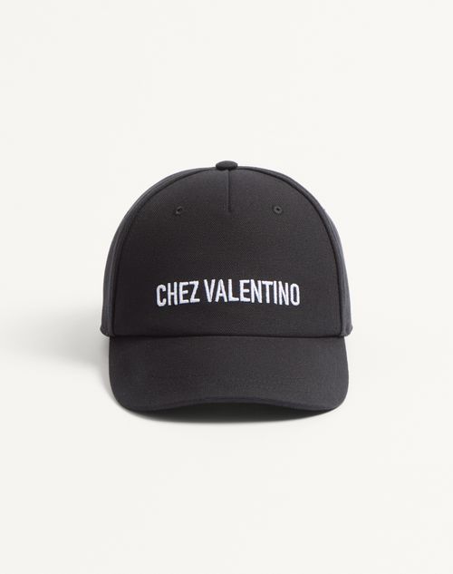 Valentino Garavani Chez Valentino Cotton Baseball Cap With Embroidery Man Black 59