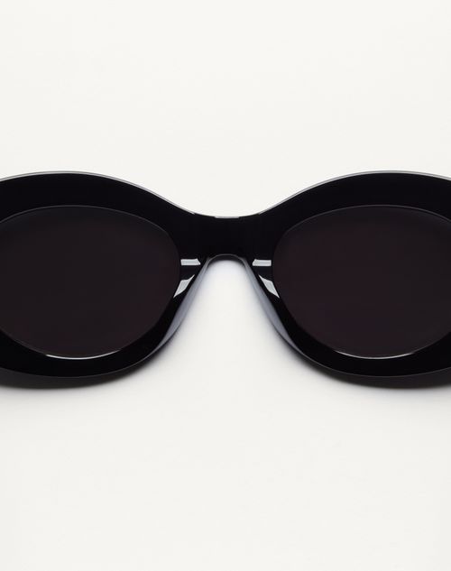 Valentino - Oval Acetate Eyewear - Black/grey - Woman - Eyewear