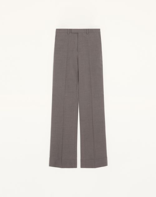 Valentino - Valentino Pants In Diagonal Melange Wool With Pressed Pleats - Dark Grey - Man - Pants And Shorts