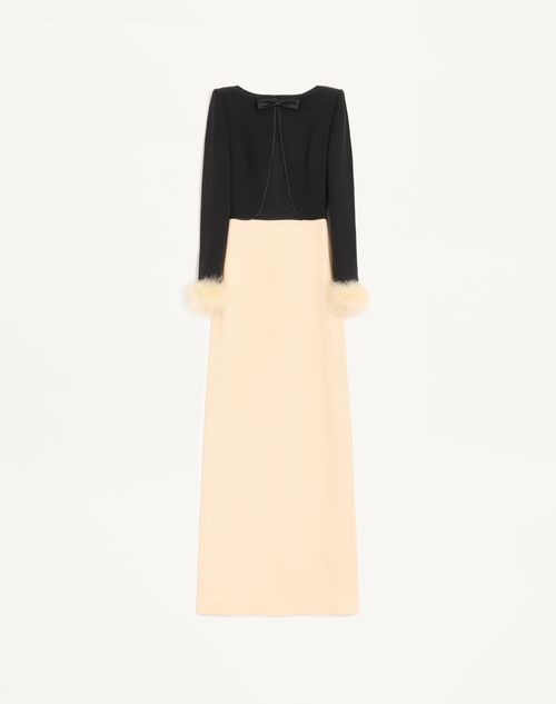 Valentino Cady Couture Long Dress With Feathers Woman Black/birch 48