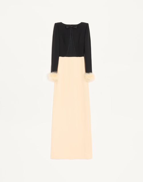 Valentino - Cady Couture Long Dress With Feathers - Black/birch - Woman - Gowns