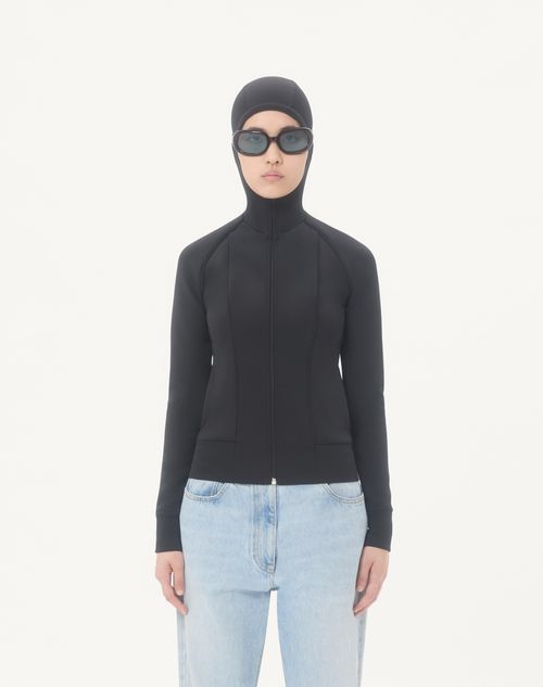 Valentino - Technical Jersey Hooded Sweatshirt - Black - Woman - T-shirts And Sweatshirts