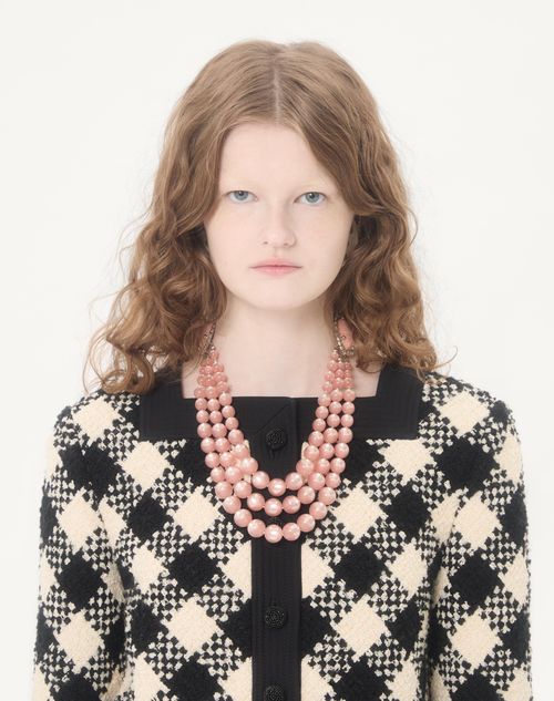 Valentino - Damier Tweed Jacket - Butter/black - Woman - Jackets And Blazers