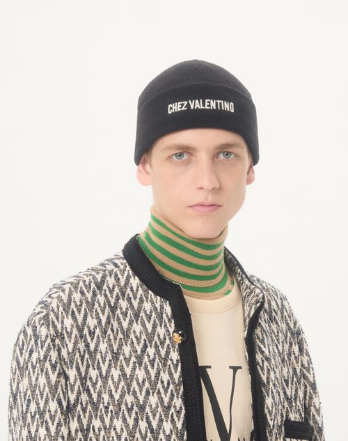 Valentino Garavani - Chez Valentino Knitted Wool Beanie - Black - Man - Hats And Gloves