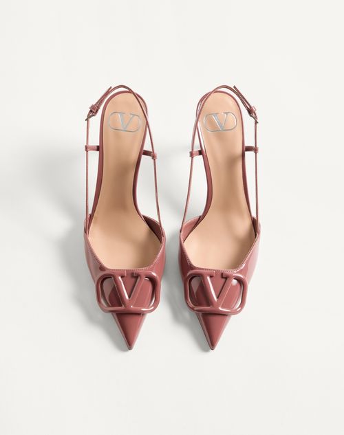 Valentino ヴァレンティノ　Vロゴ　パンプス　サンダル Vロゴ シグネチャー パテントレザー スリングバックパンプス 80