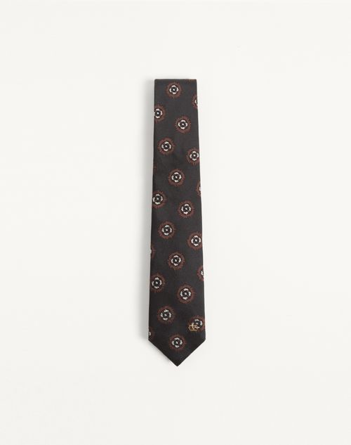 Valentino Garavani - Valentie Silk Jacquard Tie With Geometric Pattern - Black/multicolor - Man - Ties