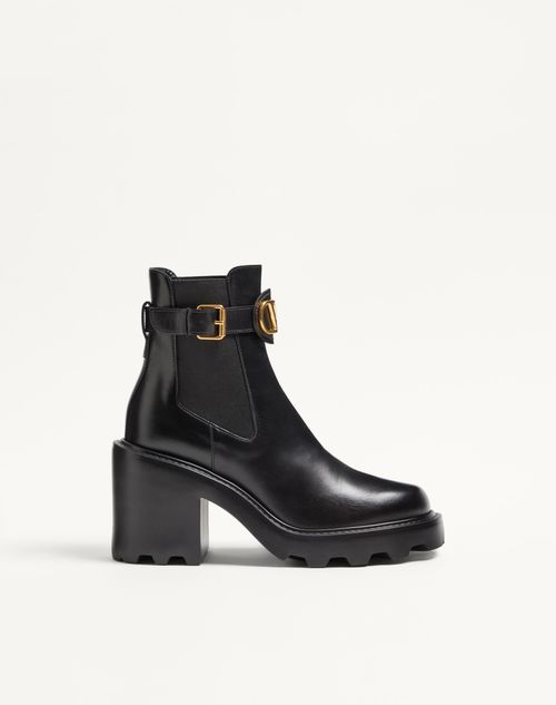 Valentino Garavani Vlogo Signature Calfskin Beatle 90mm Woman Black 42 In Black
