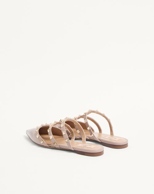 Valentino Garavani - Rockstud Patent-leather Mule - Poudre - Woman - Ballerinas