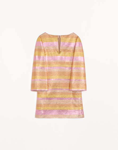 Valentino - Short Dress In Lurex Lumiere Nocturne Barré - Rose Gold - Woman - Dresses