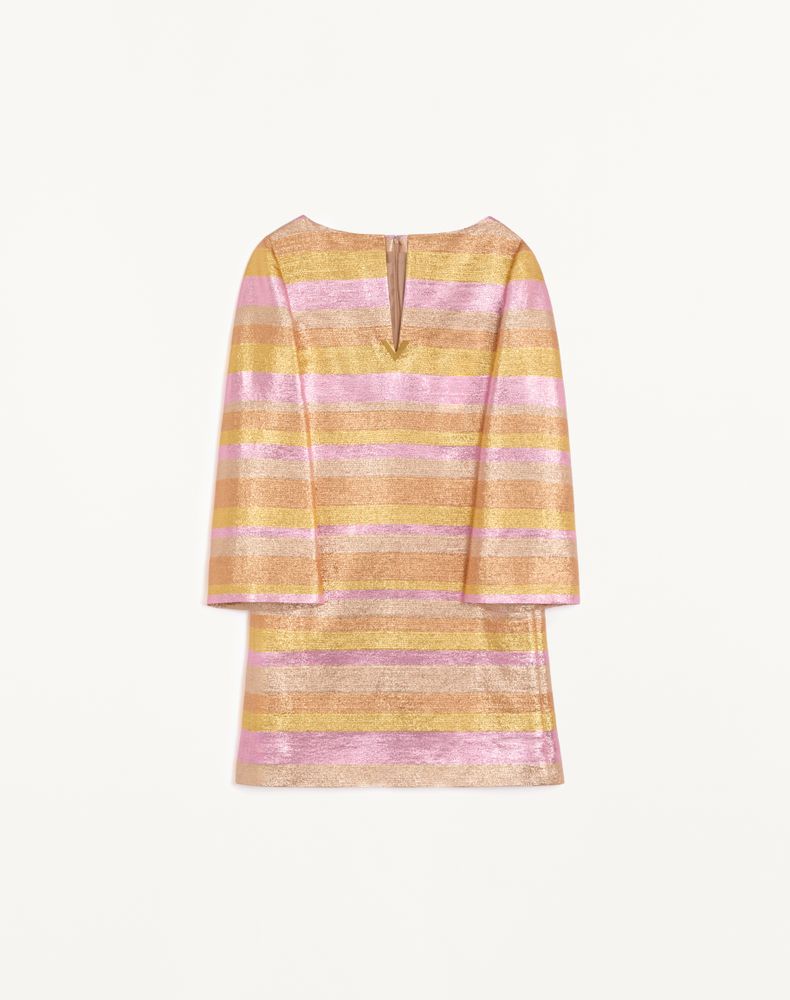 Valentino Women's Rose Gold Short Dress In Lurex Lumiere Nocturne Barré Woman 48