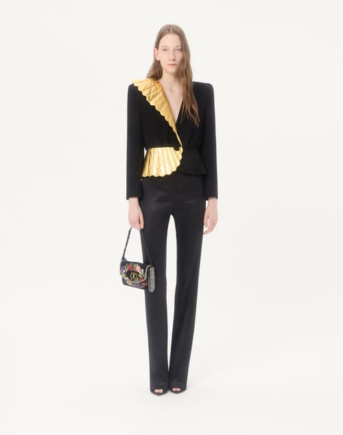 Valentino - Suede Leather Jacket - Black/gold - Woman - Jackets And Blazers