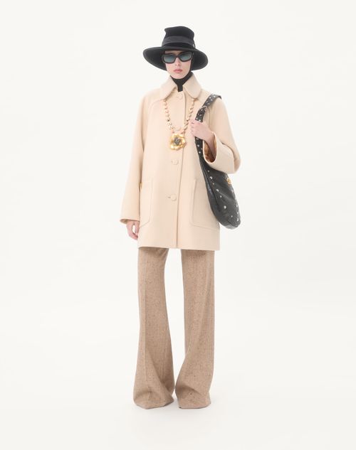 Valentino - Wool Drap Peacoat - Birch - Woman - Coats And Outerwear