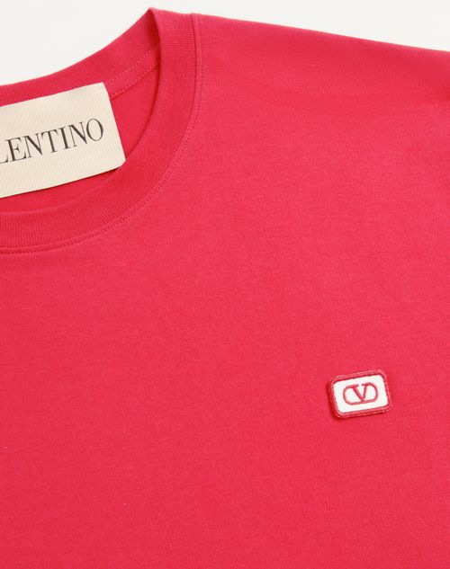 Valentino - Cotton T-shirt With Vlogo Patch - Red - Man - T-shirts And Sweatshirts