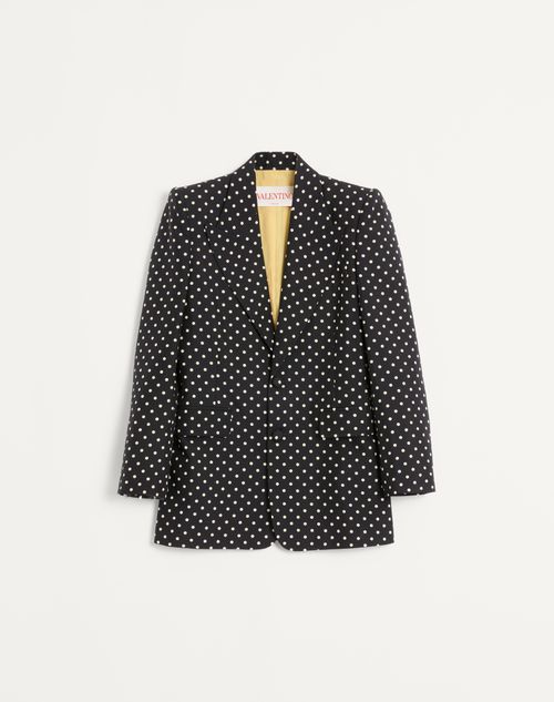 Valentino - Single-breasted Shantung Silk Jacket With Plusdepois Print - Black/birch - Man - Coats And Blazers
