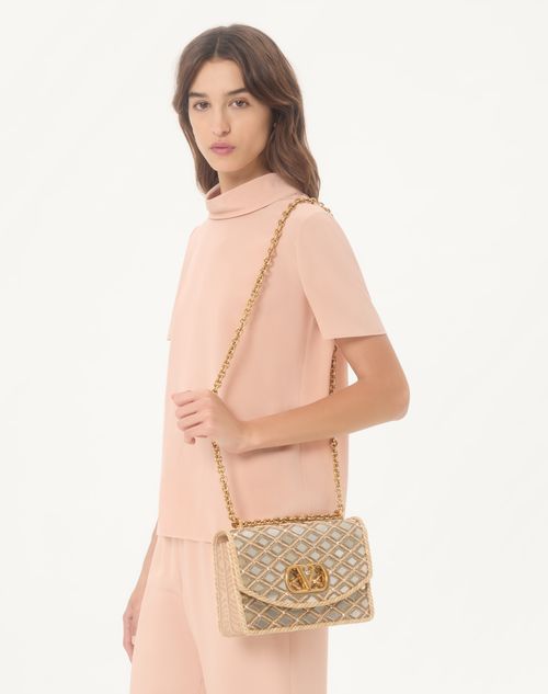 Valentino Garavani - Valentino Garavani Vain Embroidered Shoulder Bag - Champagne - Woman - Shoulder Bags