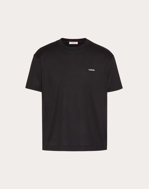 Shop Valentino Print Cotton T-shirt In Black