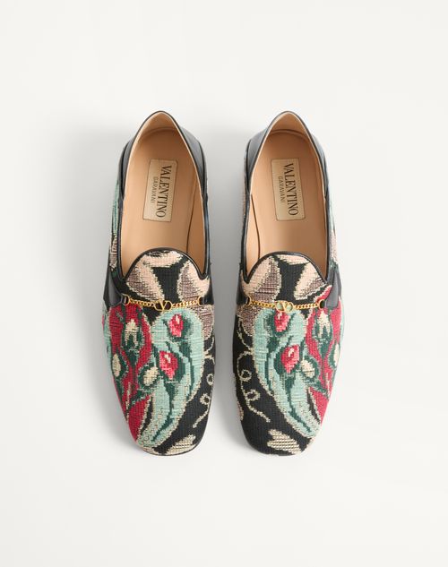 Valentino Garavani - Jiggie Loafer In Gobelin Fabric - Multicolor - Man - Loafers And Driver
