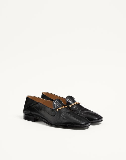 Valentino Garavani - Jiggie Loafer In Anguilla And Nappa Leather - Black - Man - Loafers And Driver