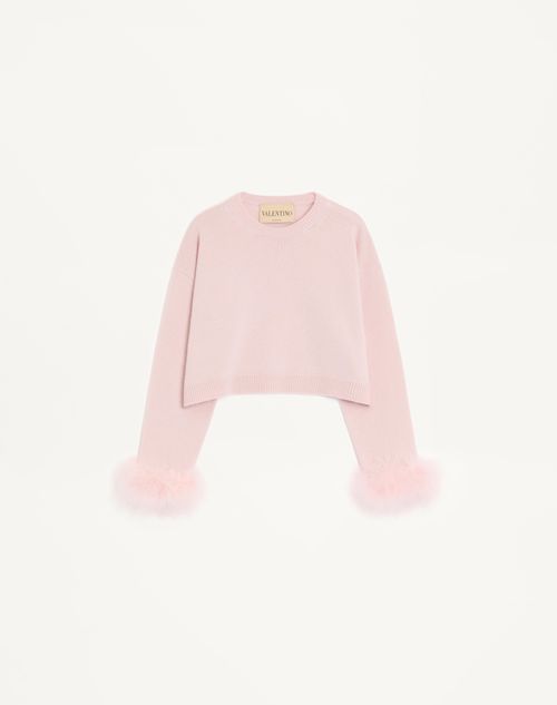 Valentino - Cashmere Sweater With Feathers - Pink - Woman - Knitwear