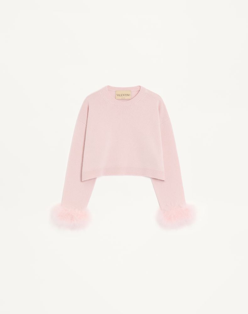 Valentino Women's Pink Cashmere Jumper With Feathers Woman Xs