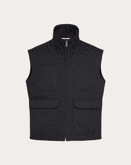 Shop Valentino Toile Iconographe Pattern Cotton Canvas Waistcoat In Navy