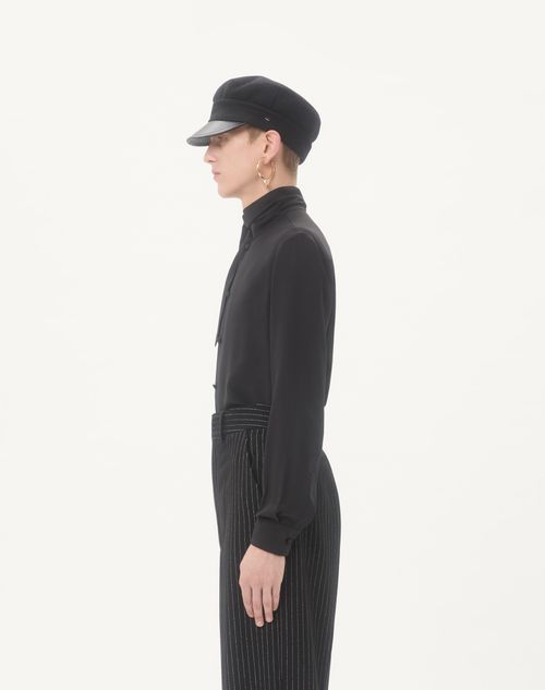 Valentino - Valentino Crepe De Chine Silk Shirt With Scarf Collar - Black - Man - Shirts