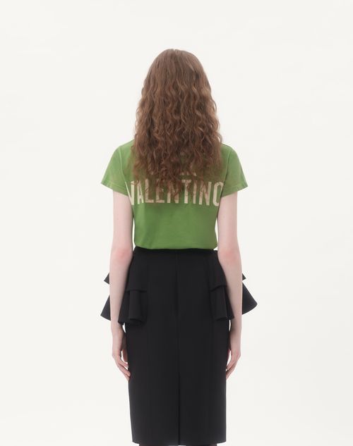 Valentino - Printed Cotton T-shirt - Laurel/birch - Woman - Tshirts And Sweatshirts
