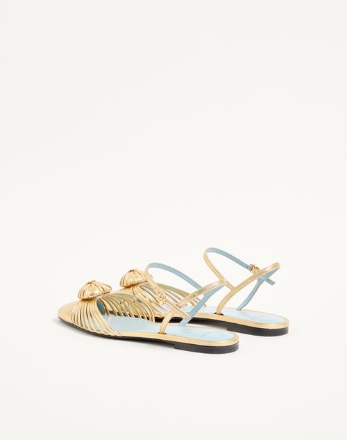 Valentino Garavani - Coeur Royal Laminated Nappa Ballerina - Antique Brass - Woman - Ballerinas