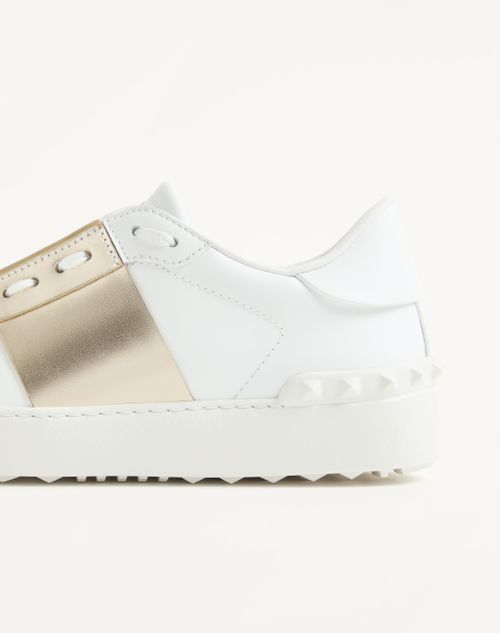 Valentino Garavani - Open Sneaker With Metallic Stripe - White/platinum - Woman - Shoes