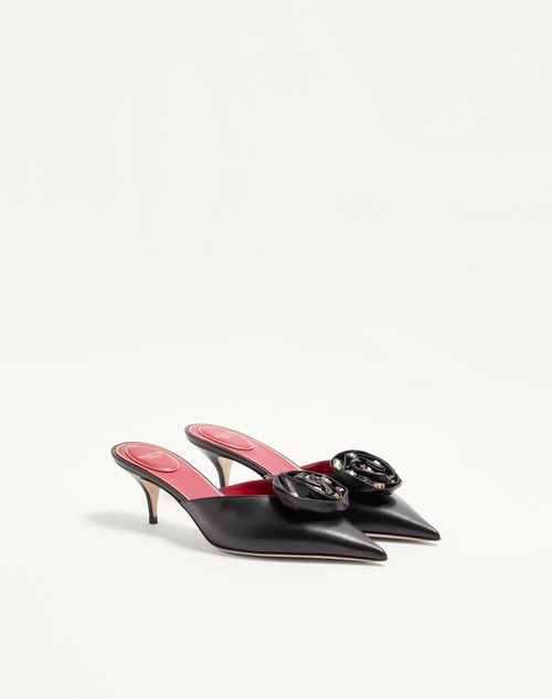 Valentino Garavani - Drip Rose Kidskin Mule With Crystals 55mm - Black - Woman - Pumps And Slingbacks